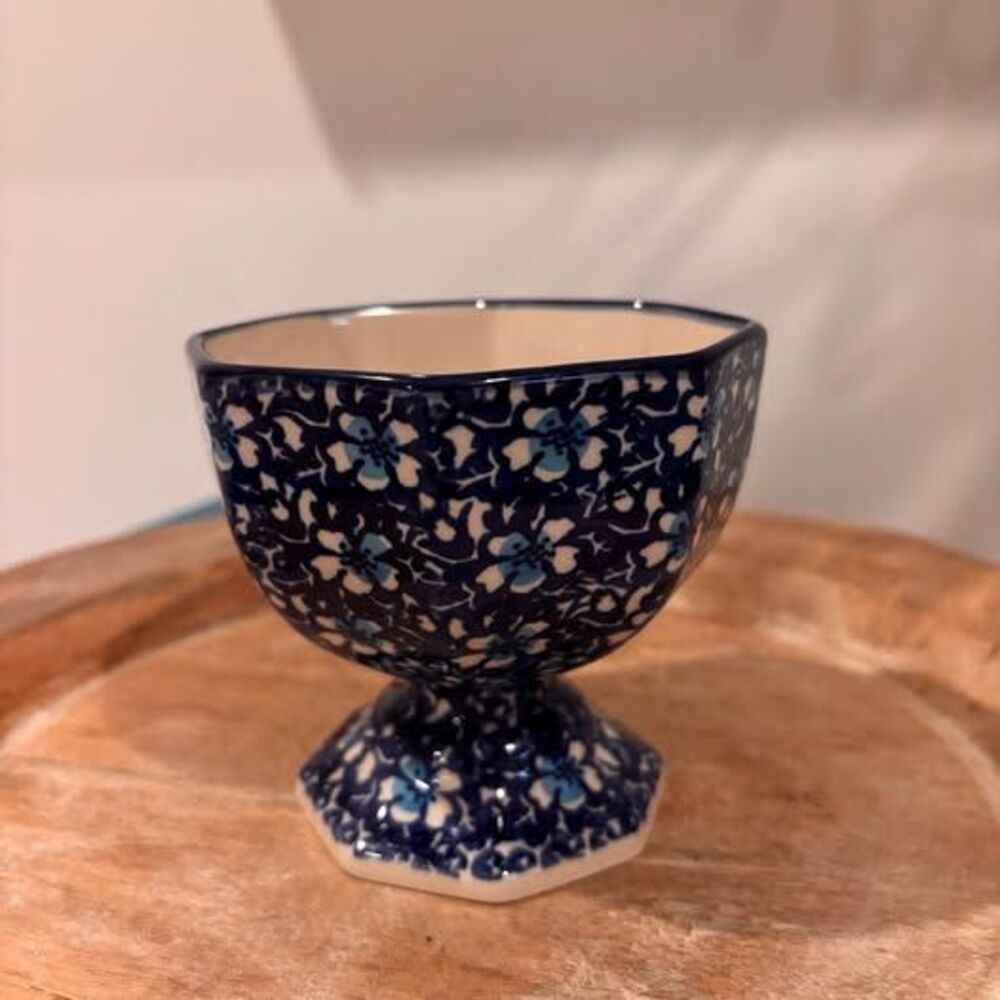 Manufaktura Boleslawiec Polish Pottery Footed Dessert Bowl Floral